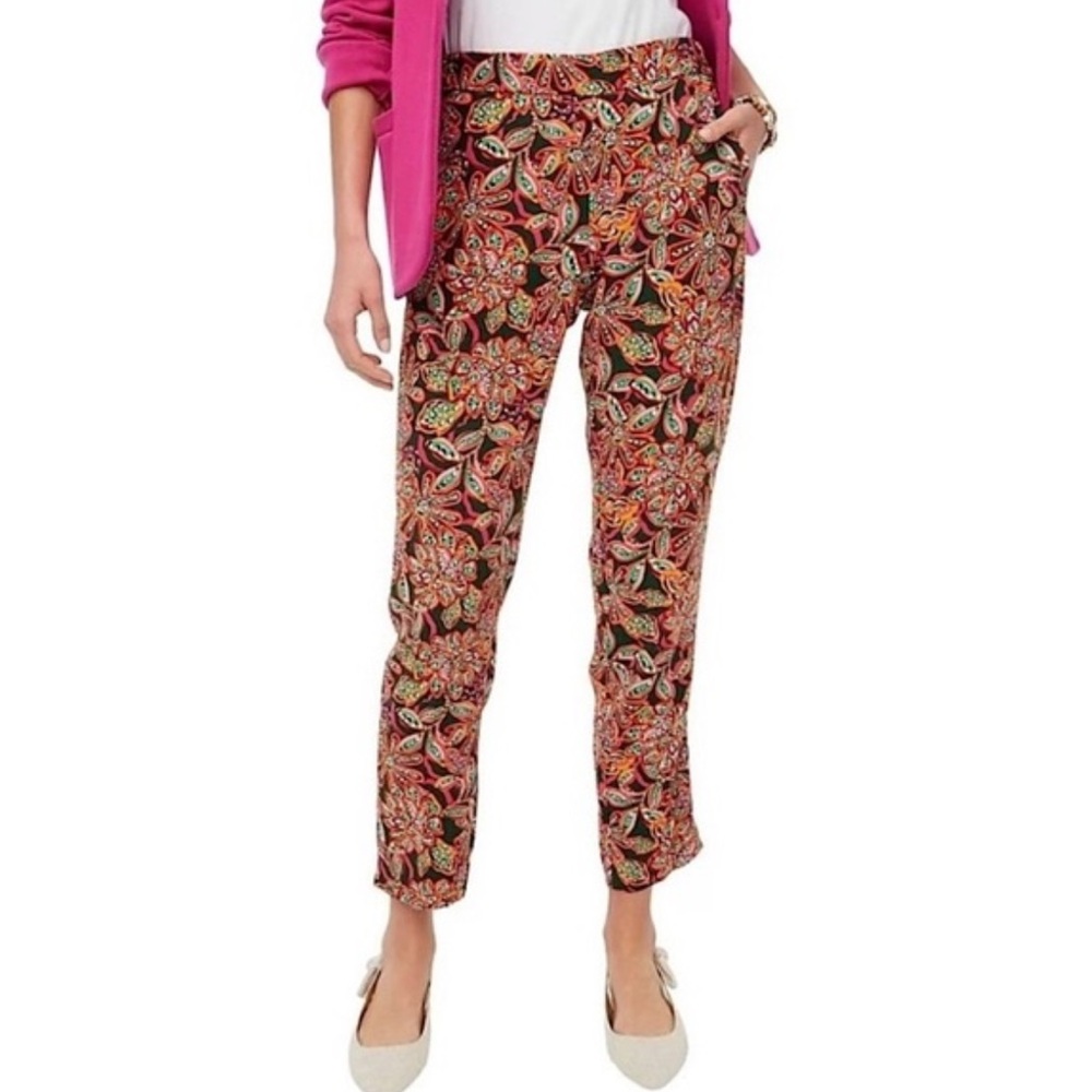 J. Crew Winnie colorful pink green floral crop ankle pants size 12